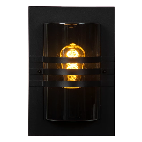 Lucide PRIVAS - Wandleuchte Innen/Außen - 1xE27 - IP44 - Schwarz - detail 1